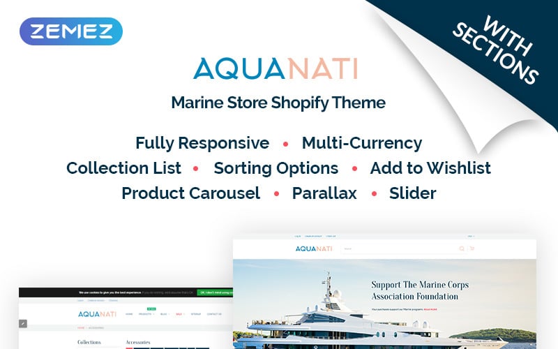 морской магазин shopify тема