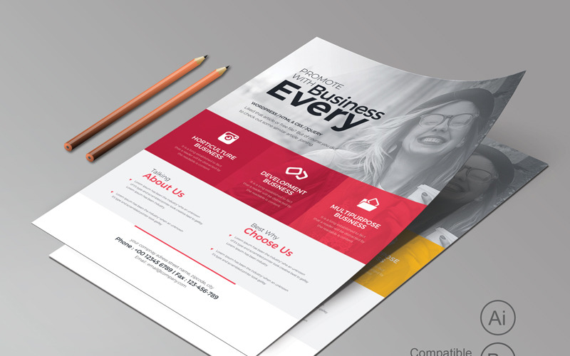 Download Фирменный стиль "Every Business Minimal Flyer - Corporate Identity Template" / Every Business Minimal Flyer - Corporate Identity Template - Фирменный стиль на тему графика a4 ad advertise advertising agency blue business flyer clean company corporate creative design elegant fresh green magazine marketing modern multipurpose