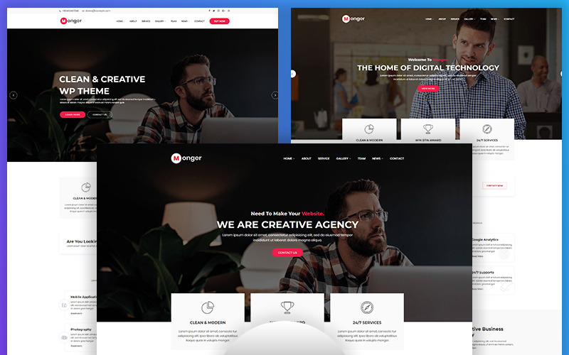 Monger - Tema WordPress responsivo para agência criativa