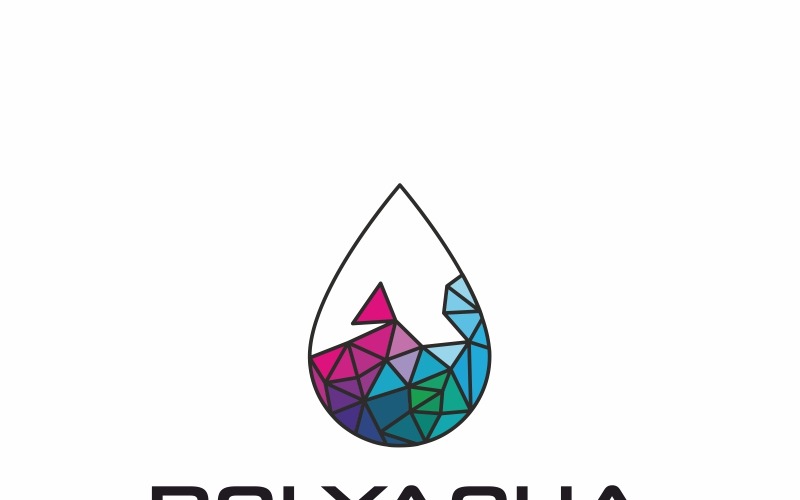 Polyaqua - modello di logo poligonale dell'acqua