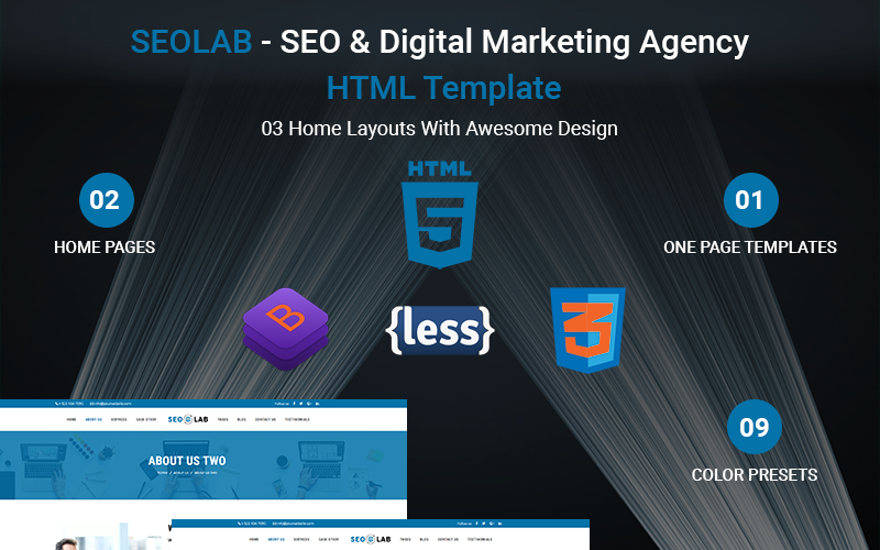 SEOLAB - Modello di sito Web HTML per agenzia di marketing digitale e SEO