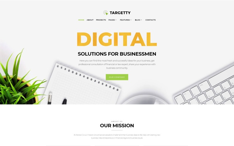 Targetty - Tema Elementor per WordPress dell'agenzia pubblicitaria fantasia