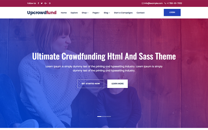 Upcrowdfund - Modèle de site Web de financement participatif Html et Sass