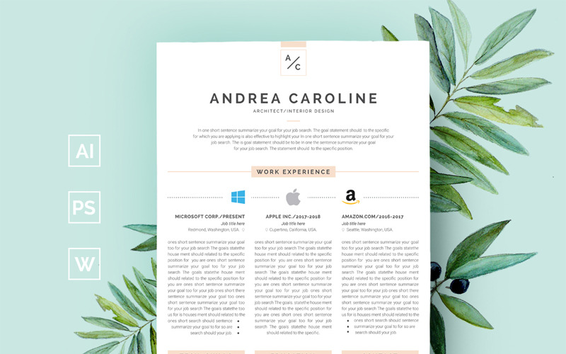Download Резюме "Andrea Caroline Infographic - Resume Template" / Andrea Caroline Infographic - Resume Template - Резюме на тему графика infographic resume design cv cover letter template modern minimal professional us a4 diy creative lebenslauf word microsoft ms adobe indesign