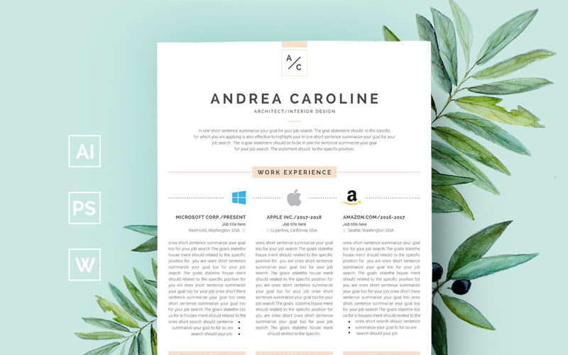 Andrea Caroline Infographic - Resume Template
