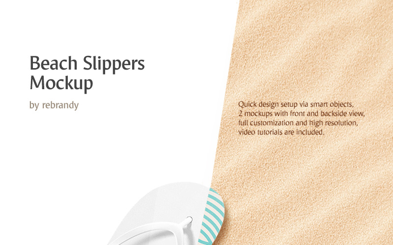 Download Мокап для продукта "Beach Slippers product mockup" / Beach Slippers product mockup - Мокап для продукта на тему графика psd mockup template slippers beach sandal footwear shoes pair spa hotel accessory summer foot flip-flops hawaii rubber home clothing mokcup