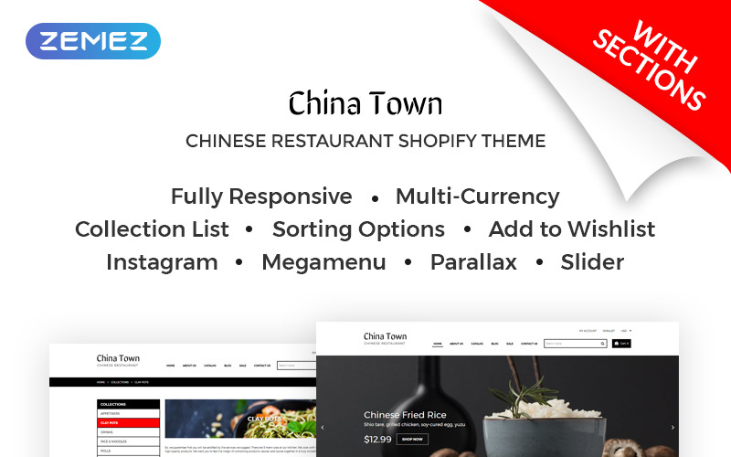 суши ресторан shopify тема