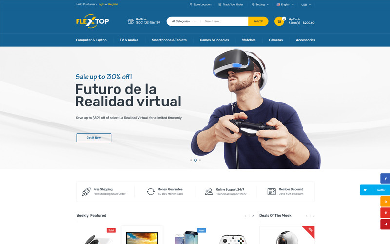 Flextop - Multivendor Marketplace WooCommerce-thema