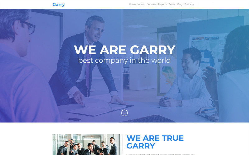 Garry - responzivní obchodní šablona vstupní stránky