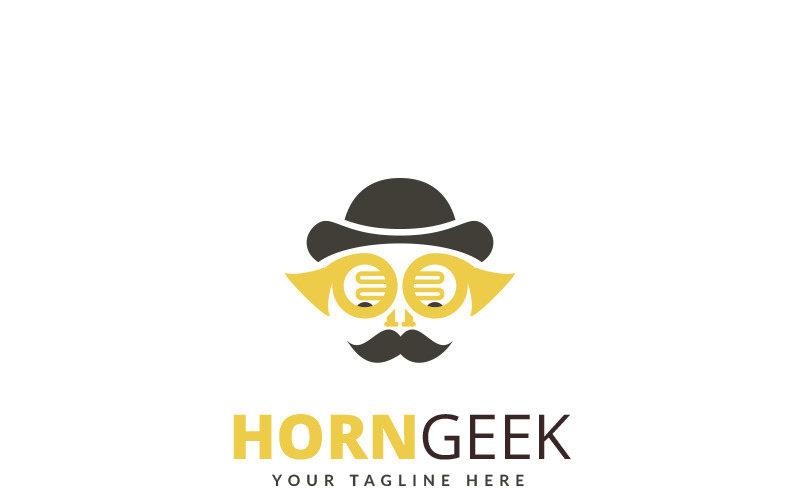Download Шаблон логотипа "Horn Geek Logo Template" / Horn Geek Logo Template - Шаблон логотипа на тему графика black bone bones creative dark darkness dead death demon demons devil evil eye glasses geek geeks head hell horn horns