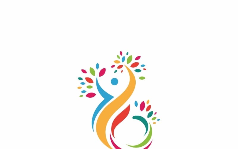 Download Шаблон логотипа "Human Tree Logo Template" / Human Tree Logo Template - Шаблон логотипа на тему графика care clinic dental family green leaf health healthy herbal medic medical medician pharmacy simple human person tree wellness