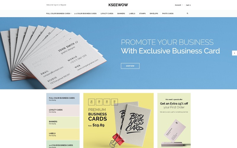 Kseewow - Névjegykártyák OpenCart sablon