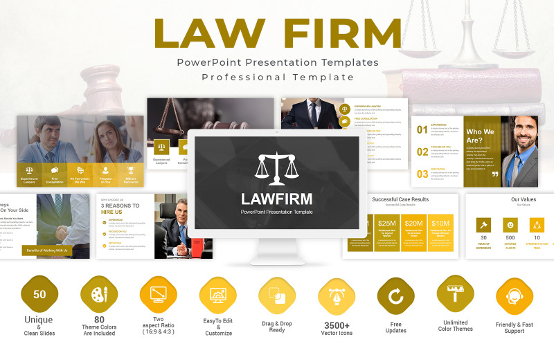 Modèle de présentation PowerPoint de cabinet d'avocats