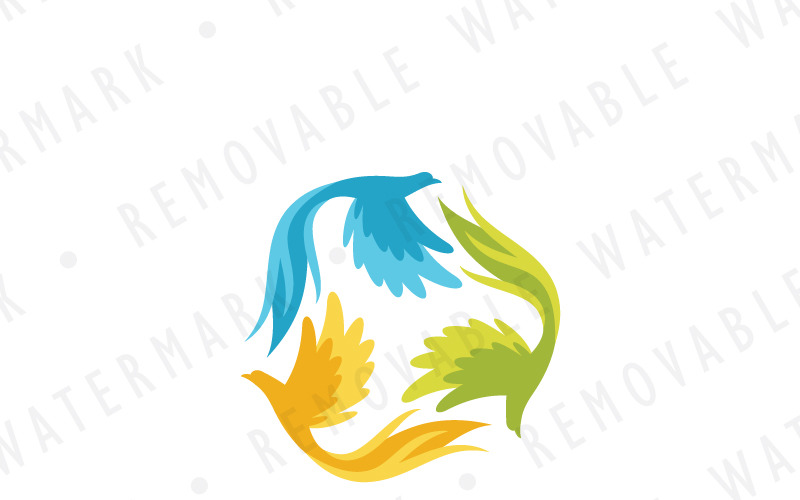 Modello di logo della triade di uccello mitico