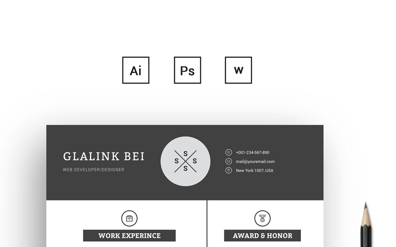 Download Резюме "2 Pages Glalink Resume Template" / 2 Pages Glalink Resume Template - Резюме на тему графика a4 resume template cv business clean corporate customisable customize design easy editable logo flyer free fonts indesign letter magazine