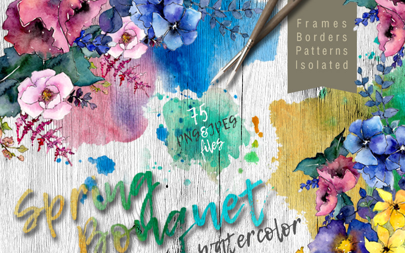Весенний букет PNG, набор акварельных цветов - Иллюстрация
