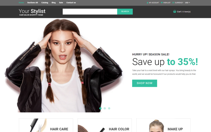 YourStylist - motyw Shopify Salon fryzjerski