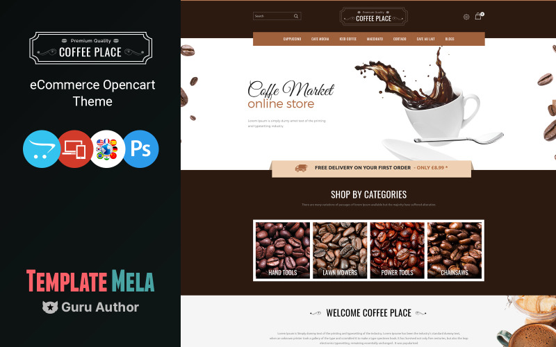 Coffee Place - Шаблон OpenCart для кави та напоїв