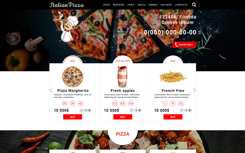 Download PSD шаблон "Delivery food PSD Template" / Delivery food PSD Template - PSD шаблон на тему пиццерия delivery food pizza drink landing page psd template bootstrap pickup burger