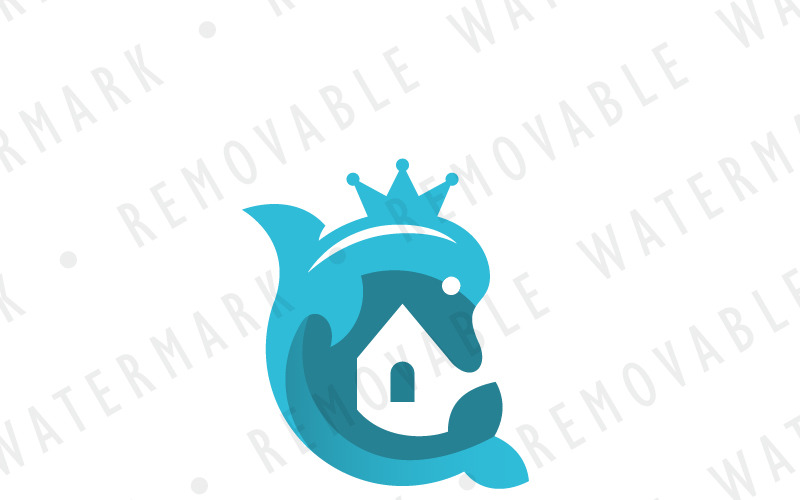 Download Шаблон логотипа "Dolphin Realty Logo Template" / Dolphin Realty Logo Template - Шаблон логотипа на тему графика hotel house ocean water realty resort spa fish beach sea dolphin coastal aquarium marine harbor logo design template property insurance