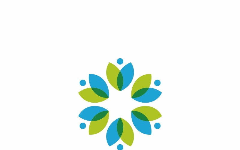 Download Шаблон логотипа "Flower Flat Green Logo Template" / Flower Flat Green Logo Template - Шаблон логотипа на тему графика blooming brand branding detente flower flowering green group happy health healthy human identity jubilant leaf leaves medical natural nature organic