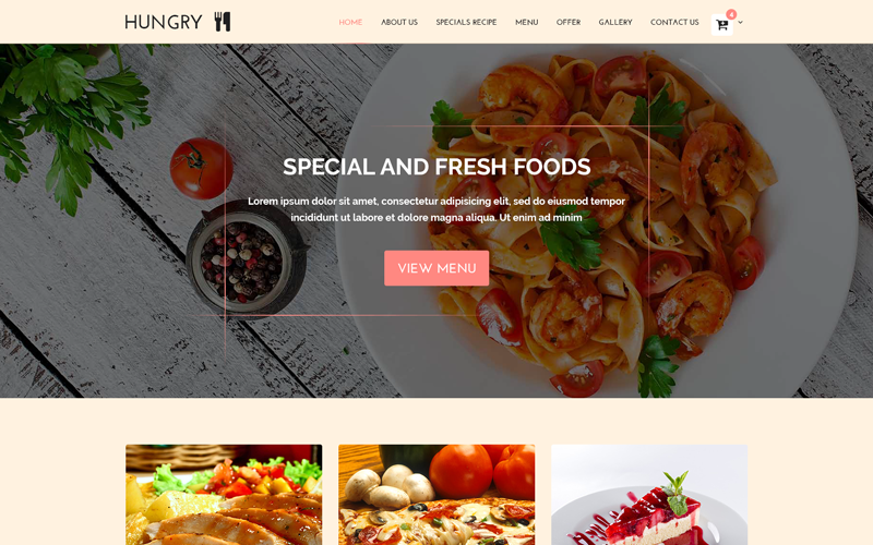 HUNGRY - Restaurant Services PSD-sjabloon