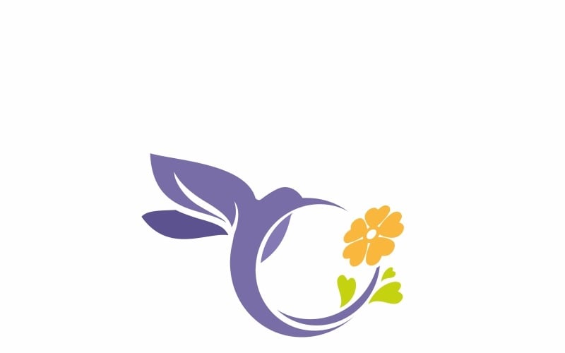 Modèle de logo de fleur de beauté Colibri