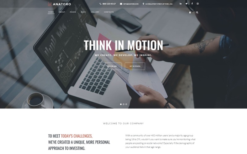 Anatoro - Consulenza IT e Presentatore Elegante modello Joomla aziendale