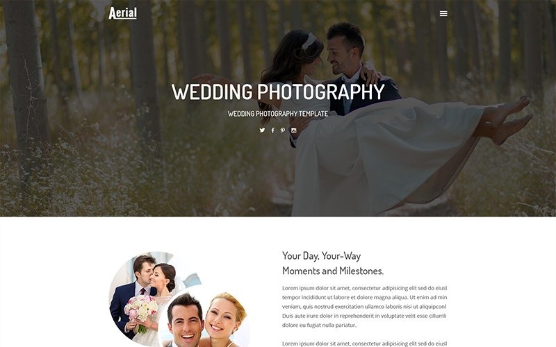 Antena - Plantilla para sitio web de fotografía de bodas
