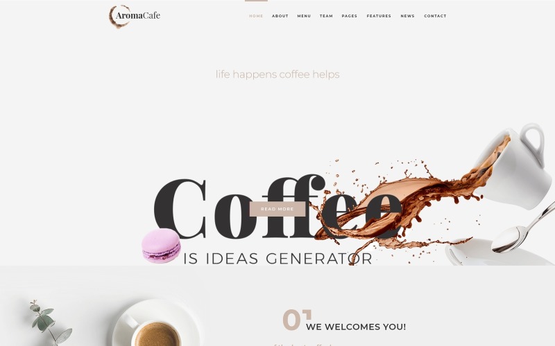 Aromacafe - motyw WordPress Elementor w kawiarni