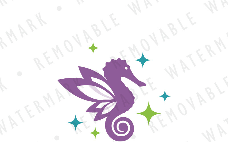 Шаблон логотипа морской конек пикси