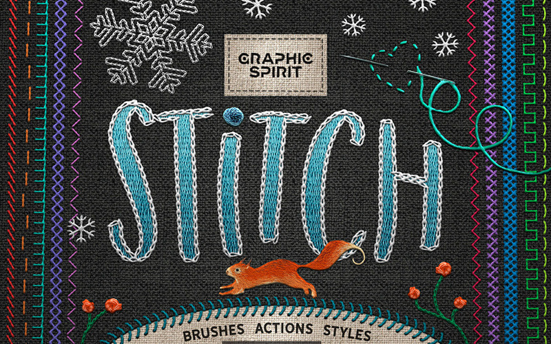 Download Бандл креативных инструментов для Photoshop / Stitch - Photoshop Creative TOOLKIT - Illustration - Иллюстрация на тему графика baseball stitch brush photoshop blanket chain create cross embroidery knit leather make sewing adobe border download free effect