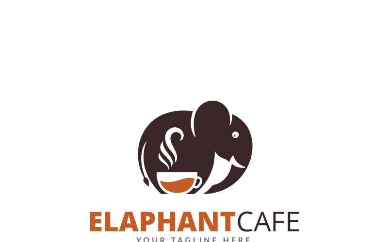 Download Шаблон логотипа "Elephant Cafe Logo Template" / Elephant Cafe Logo Template - Шаблон логотипа на тему графика elephant coffee cafe house agency app aqua brand branding creative cut day design logo emblem event events finance fun funny