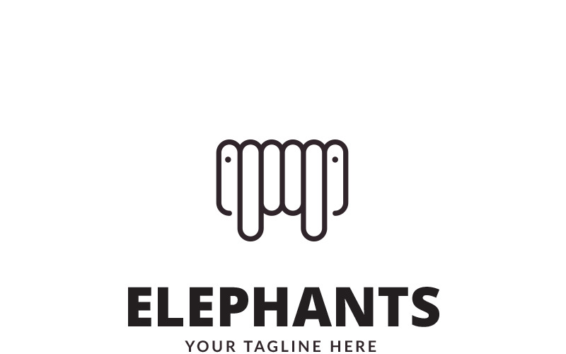 Download Шаблон логотипа "Elephants Logo Template" / Elephants Logo Template - Шаблон логотипа на тему графика adventure trip africa animal asia business company eco ecology elephant logo excursion holidays national park natural reserve nature retro safari
