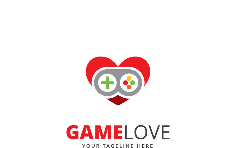 Download Шаблон логотипа "Game Love Logo Template" / Game Love Logo Template - Шаблон логотипа на тему графика app application blog business buttons chat clever logo community controller creative creativity developers development game lovers gamers games gaming heart