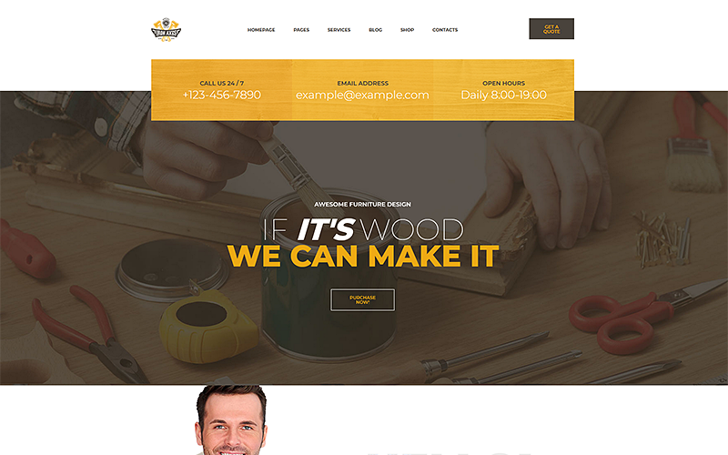 Modello di sito web per carpenteria e falegnameria IronAxe
