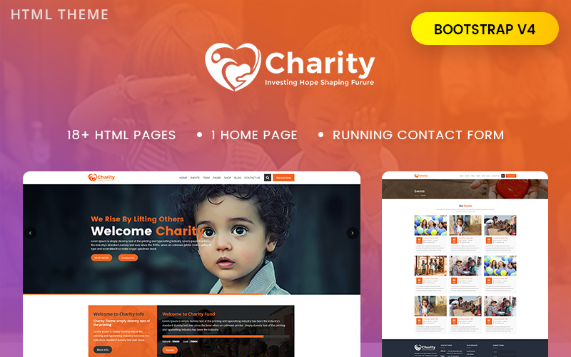 Organizacja charytatywna: fundusz Crowd, szablon witryny non-profit