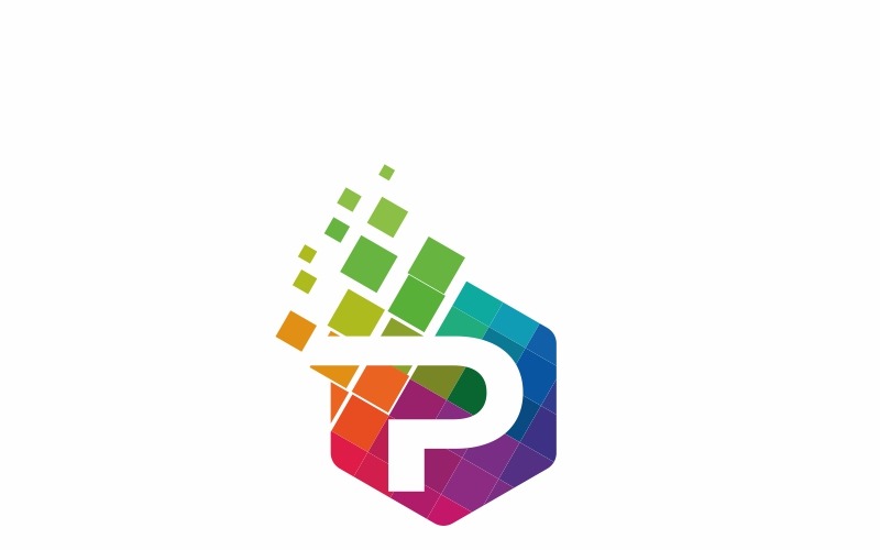 Шаблон логотипа красочные буквы Parabox P