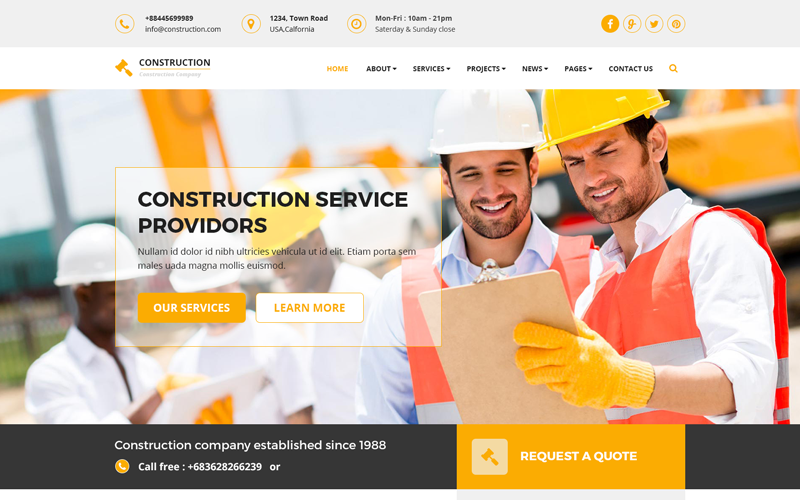 Stavebnictví - Šablona PSD pro stavbu a stavbu