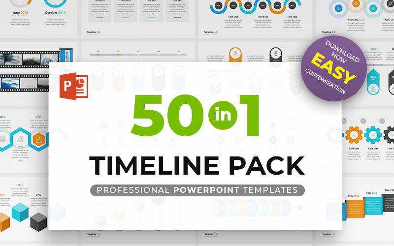 Timeline Pack 50 in 1 PowerPoint-Vorlage