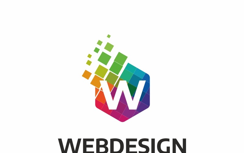 Web Design W dopis Logo šablona