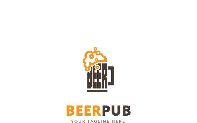 Download Шаблон логотипа "Beer Pub Logo Template" / Beer Pub Logo Template - Шаблон логотипа на тему графика agency alcohol bar logotype bartender beer bottle bubble glass point beverage clubs company corporate drink chat editable event design exclusive