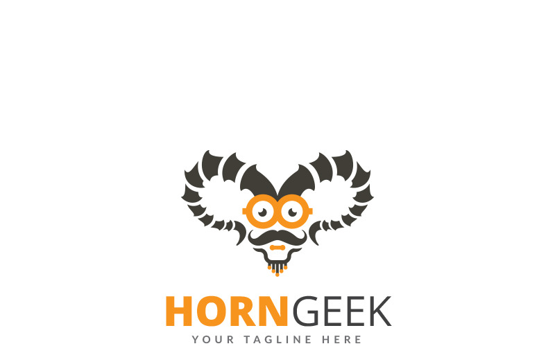 Download Шаблон логотипа "Horn Geek Logo Template" / Horn Geek Logo Template - Шаблон логотипа на тему графика black bone bones creative dark darkness dead death demon demons devil evil eye glasses geek geeks head hell horn horns
