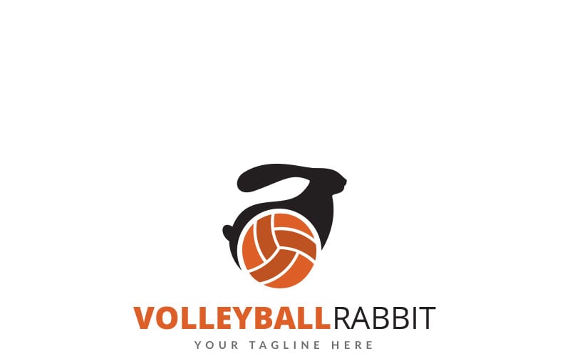 Modèle de logo de lapin de volley-ball