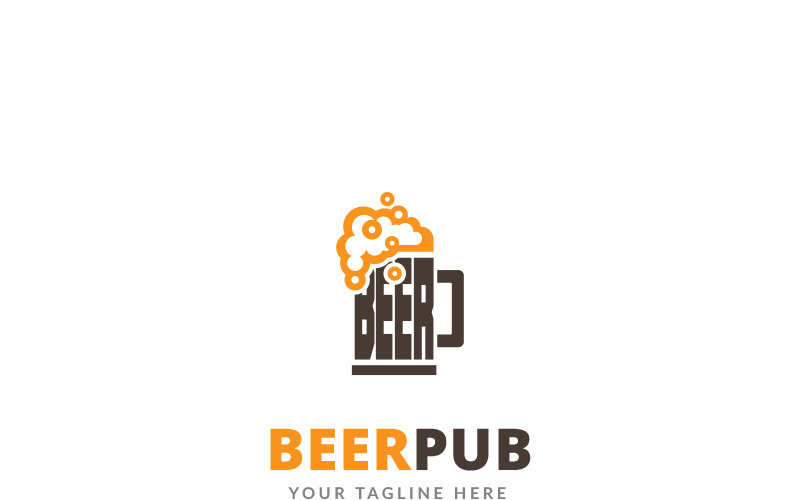 Modèle de logo de pub de bière