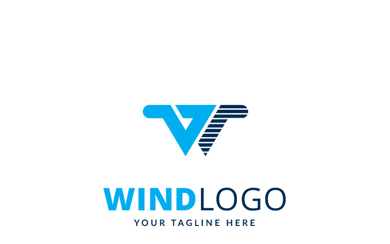 Plantilla de logotipo de letra W de viento