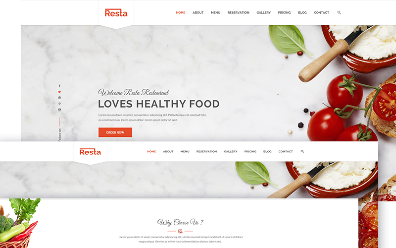 Resta - šablona webové stránky responzivní restaurace