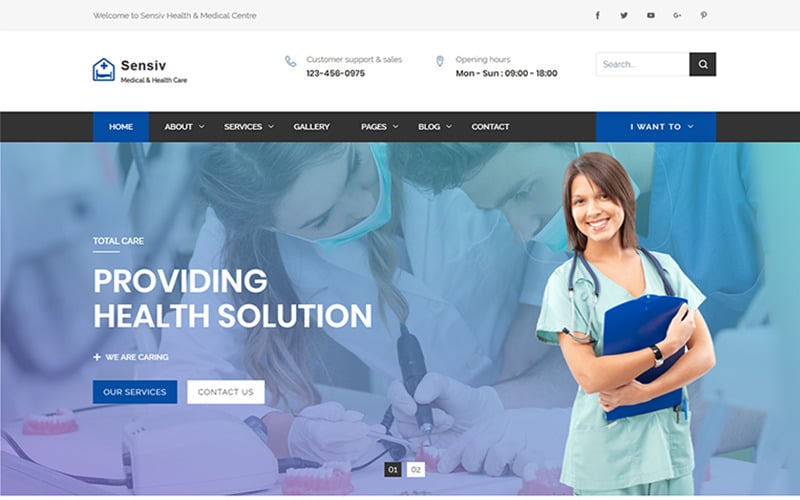 Sensiv - Responsiv hälso- och medicinsk webbplatsmall