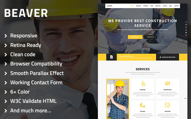 строительство, архитектура и строительство многоцелевой шаблон целевой страницы