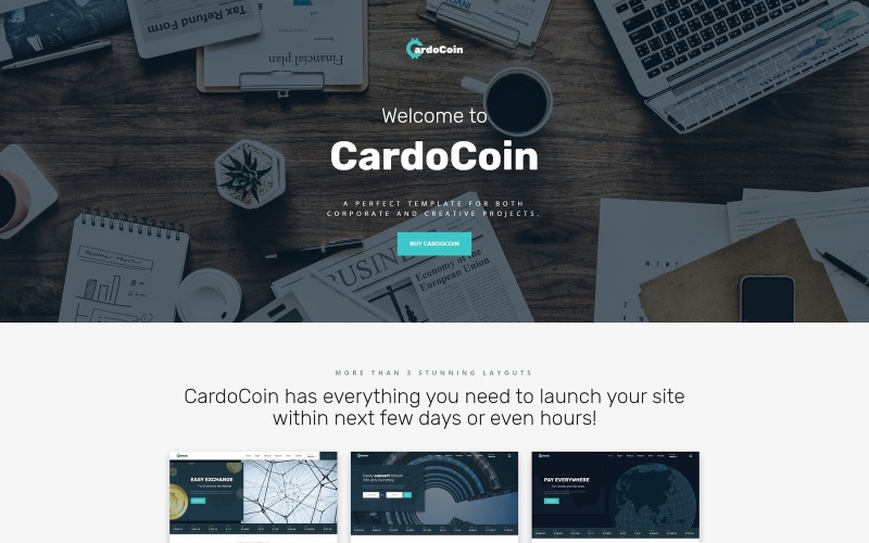 CardoCoin - Биткойн-многостраничный шаблон веб-сайта HTML5